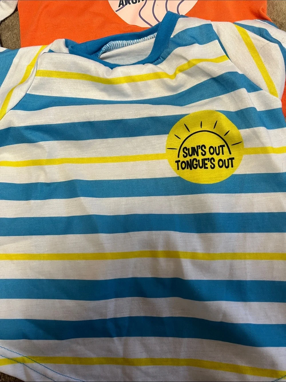 Fur baby Orange & Blue Striped Short-Sleeve Tops - Pack3 shirts